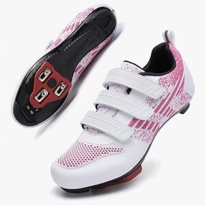 Women's Road Bike Cycling Shoes - White and Pink